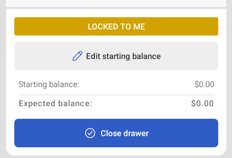 Locked to me button on the cash drawer activity panel.