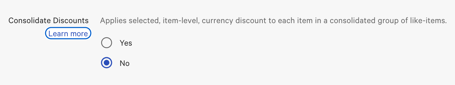 The Consolidate Discounts setting in Toast Web.