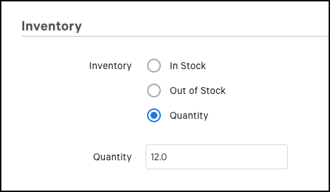 A Quantity inventory status for a menu item.