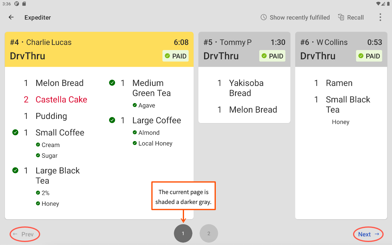 An example of grid view with two pages, with the current page icon shaded a darker gray.