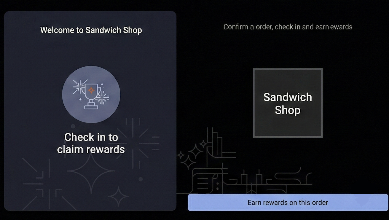 The guest facing display showing the check in to claim rewards screen.