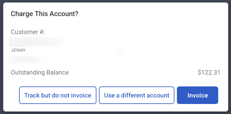 The Charge this account dialog on a payment screen.