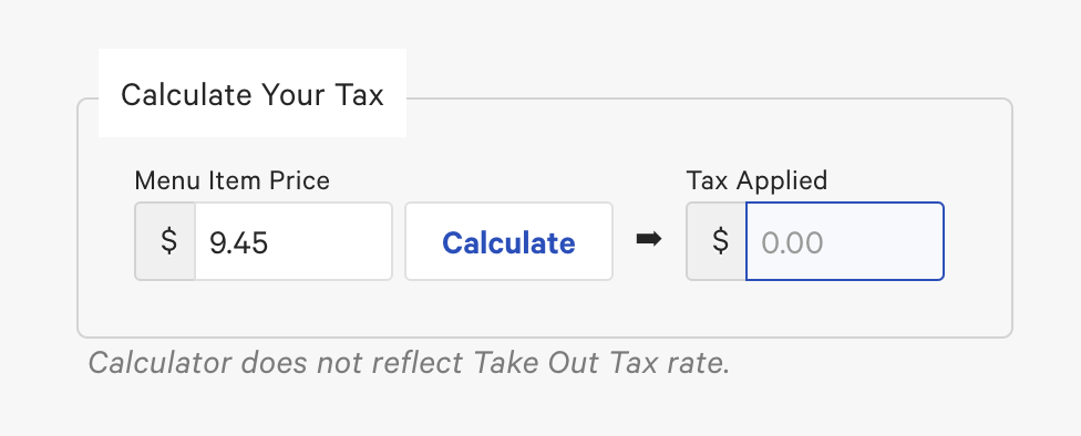 Calculating the tax rate using the tax calculator.